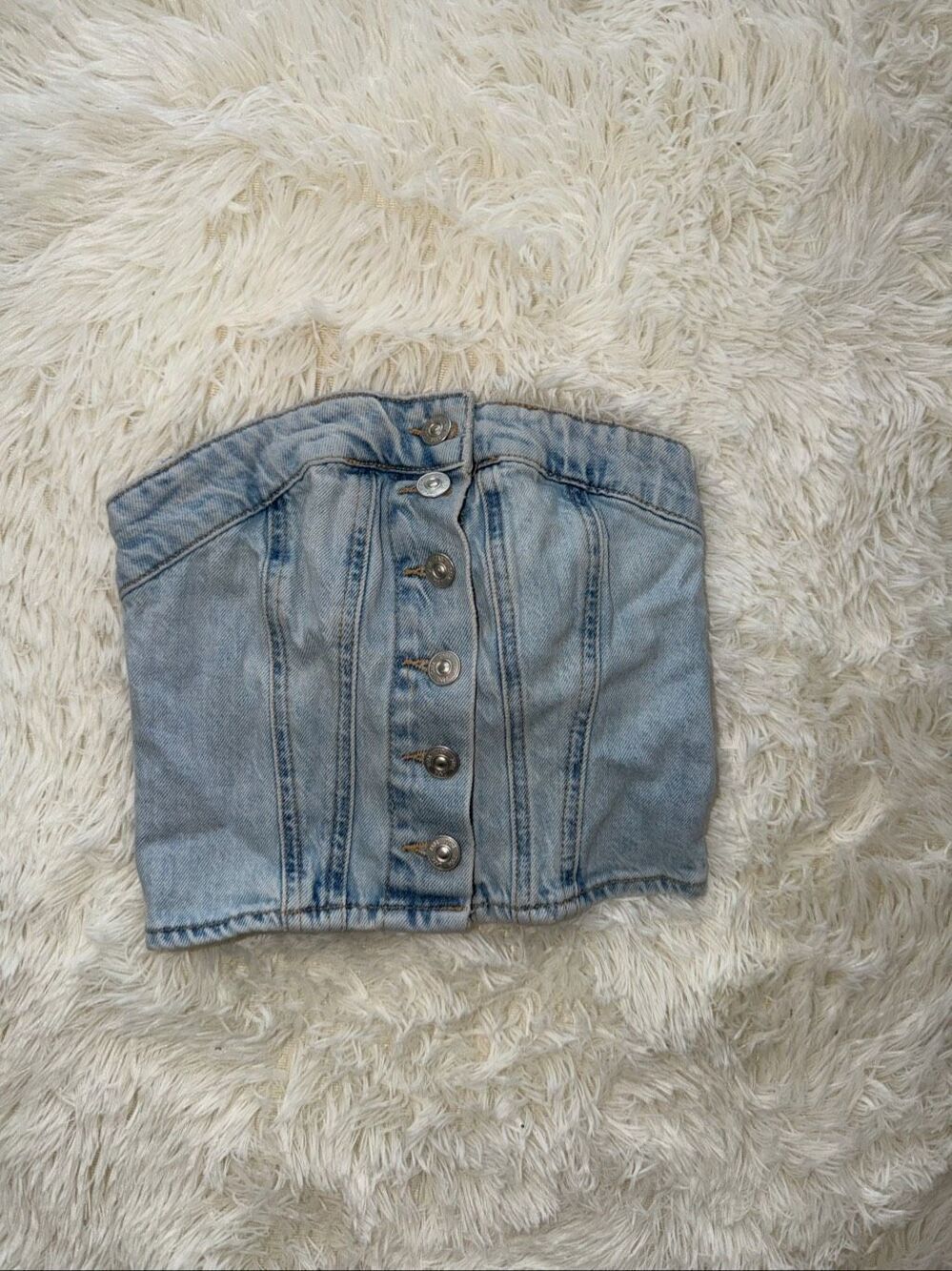 XS Jean cropped strapless top